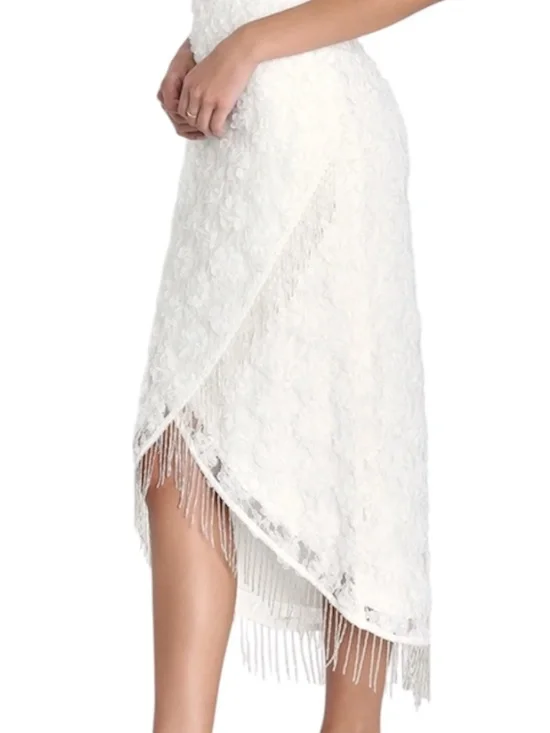 Lulus Destiny One-Shoulder High-Lo Midi Dress - Ivory White Size S - Picture 3 of 13